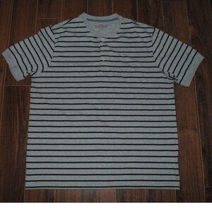 Weatherproof Original Vintage Henley Short Sleeve Striped Shirt XXL Chest 50"